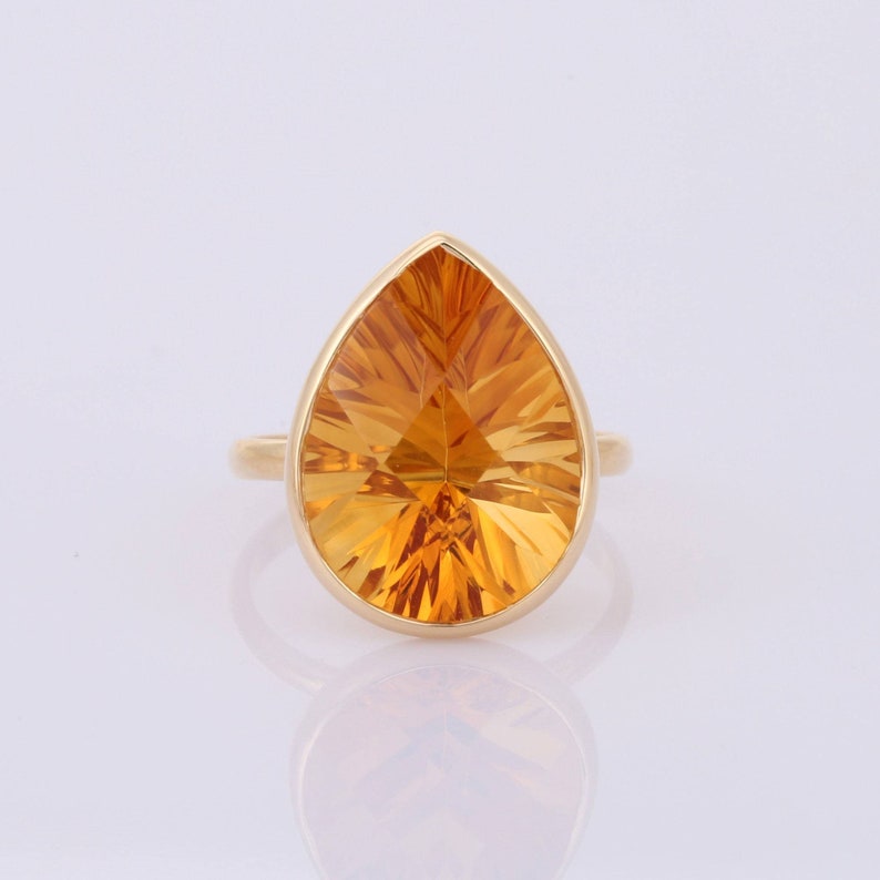 Topics on TV 18K Solid Yellow Gold Semi with Max 45% OFF Ring Natural Citrine Precious