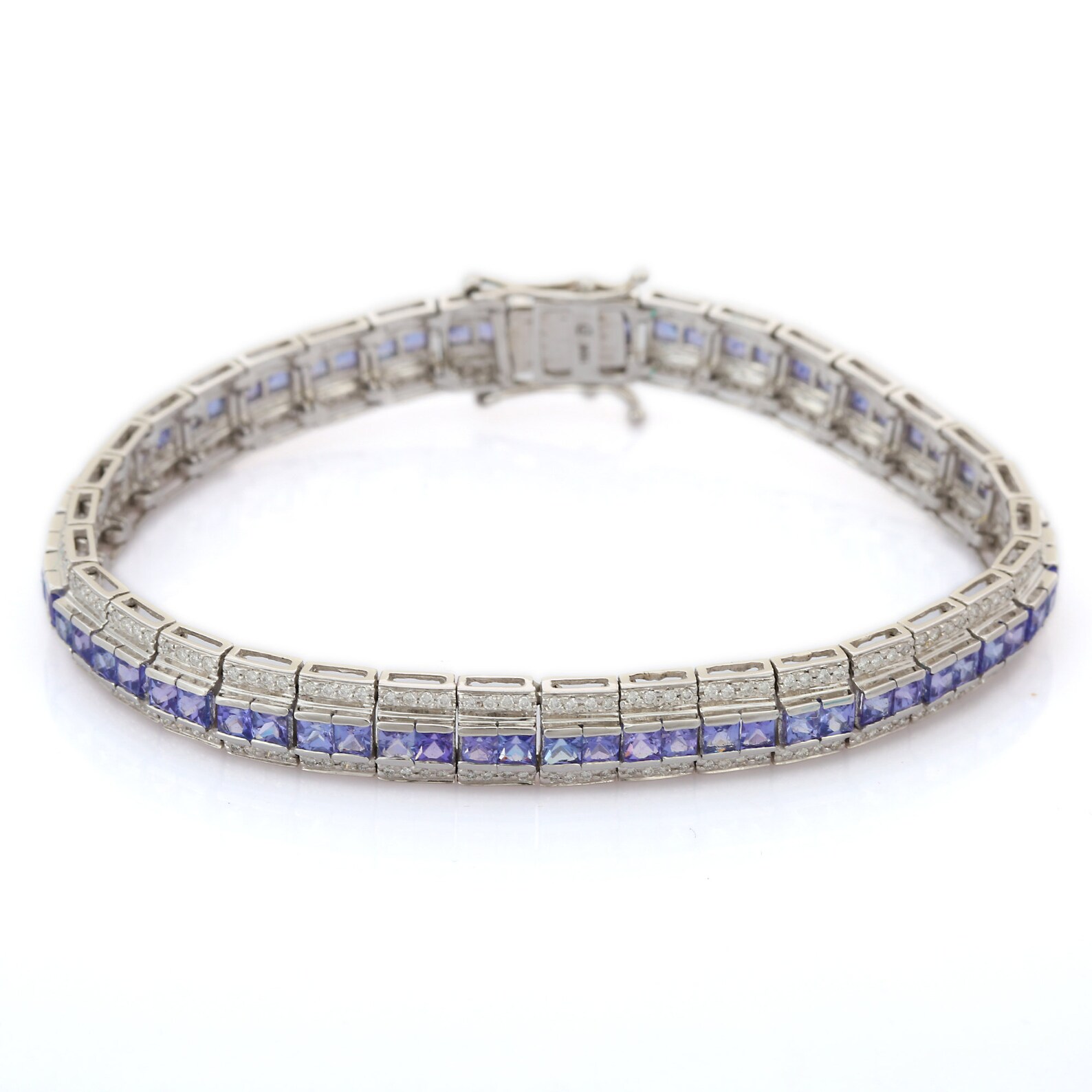 18K white gold blue sapphire bracelet Gemstone bracelet Etsy