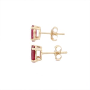 Natural Royal Faceted Ruby Stud 14K Yellow Gold Gemstone - Etsy