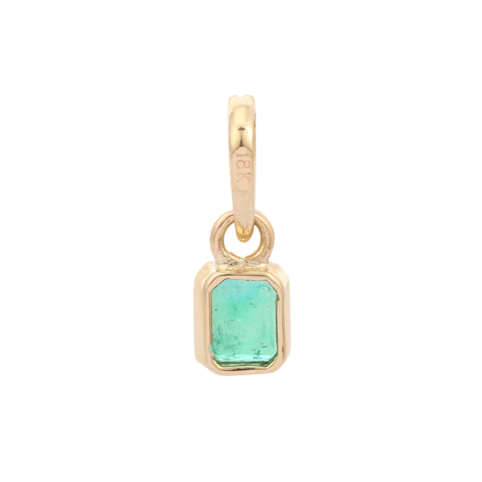 18K solid yellow gold emerald pendant Simple pendant | Etsy