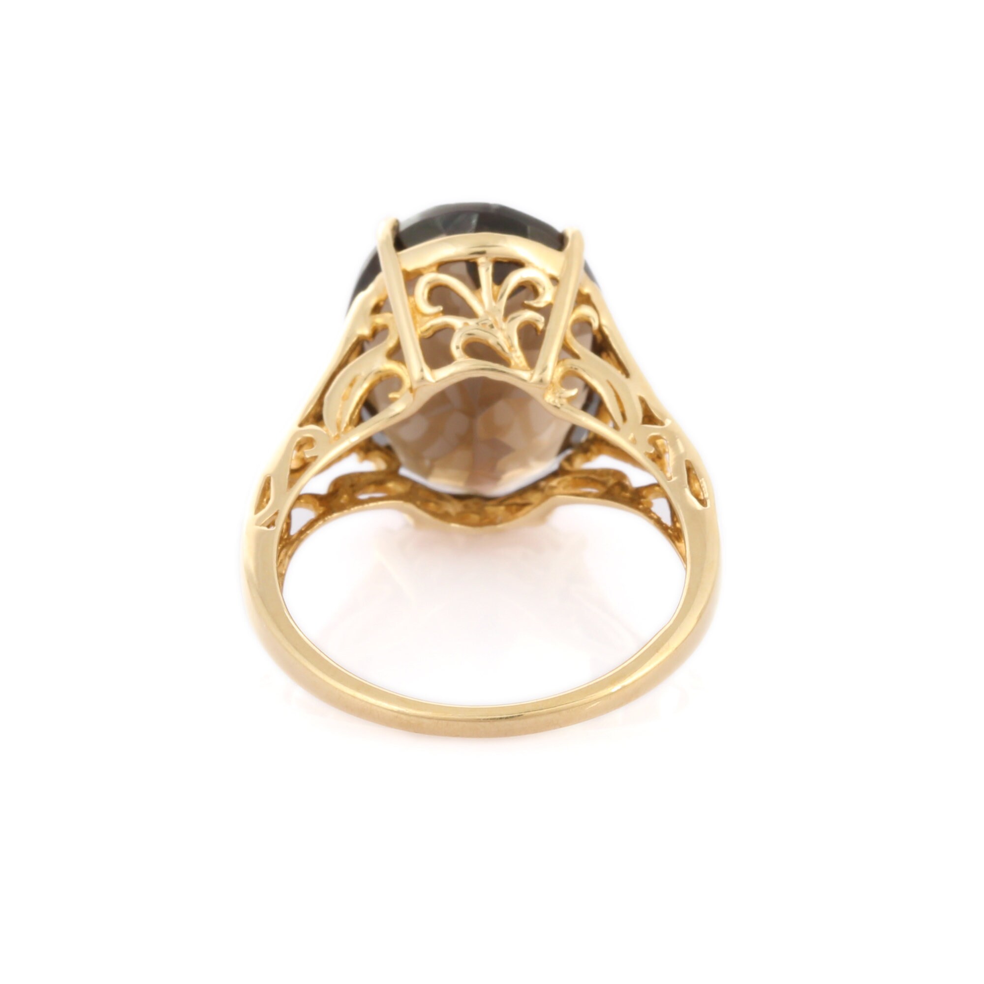 14K yellow gold and smoky quartz ring Classic ring | Etsy