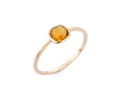 Natural Citrine Gemstone Ring- 14K Yellow Gold Solitaire Ring- Dainty Ring- Semi Precious Stone Ring- Birthstone Ring- Special gift
