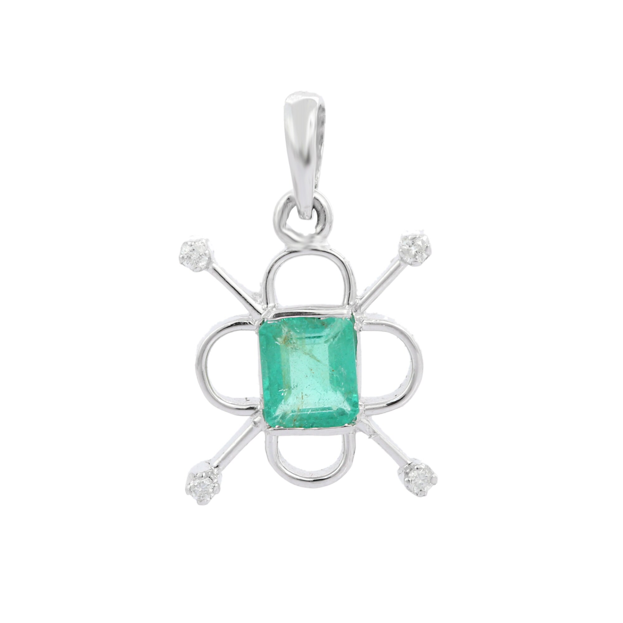 18K white gold and emerald pendant Designer pendant | Etsy