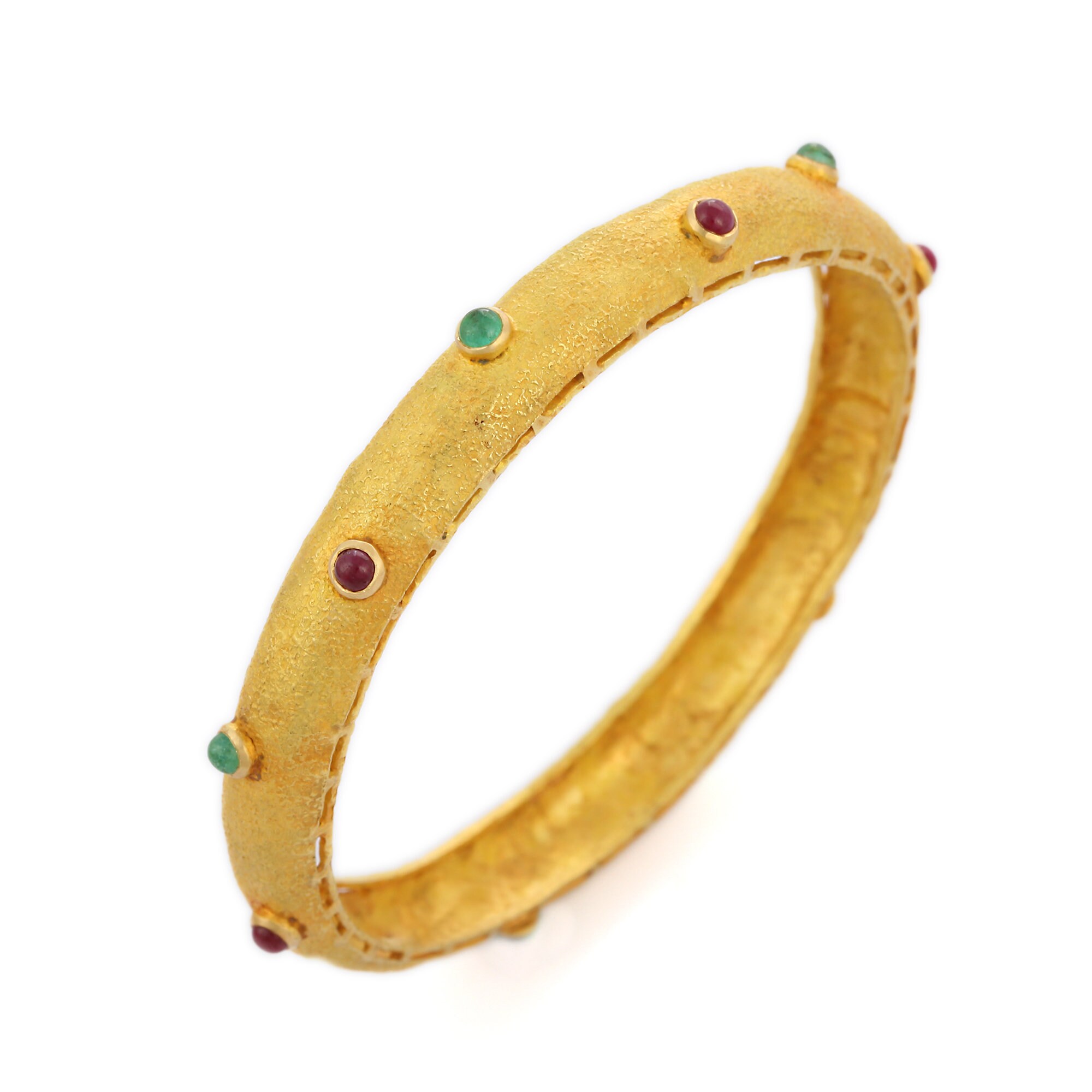 Gold bangles with ruby and emerald Clearance