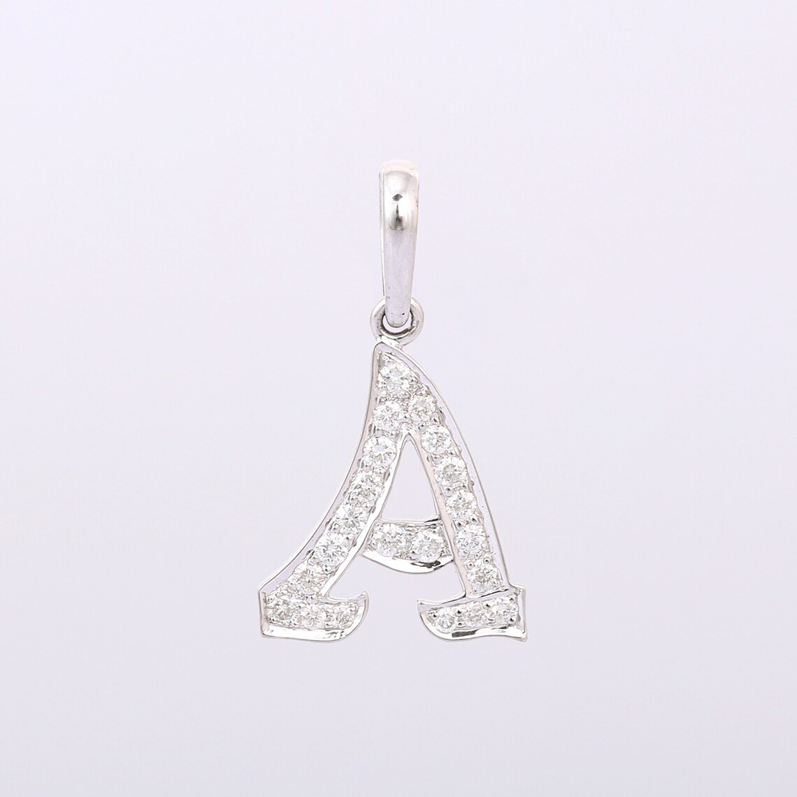 18K Diamond Pendant Alphabet White Gold Pendant Precious Etsy
