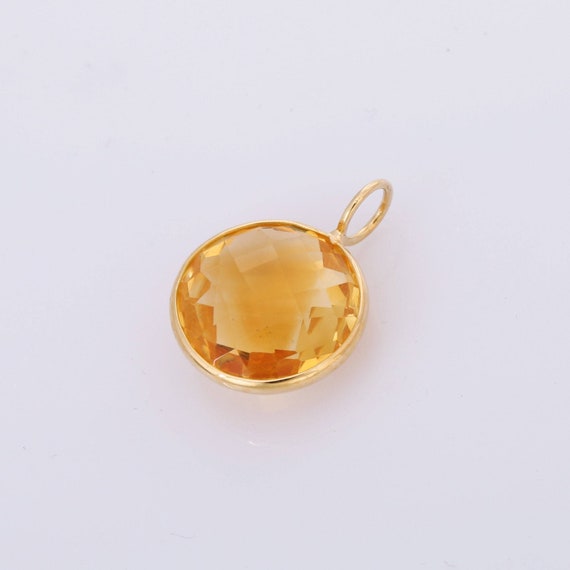 18K Yellow Gold Citrine Stone Pendant 