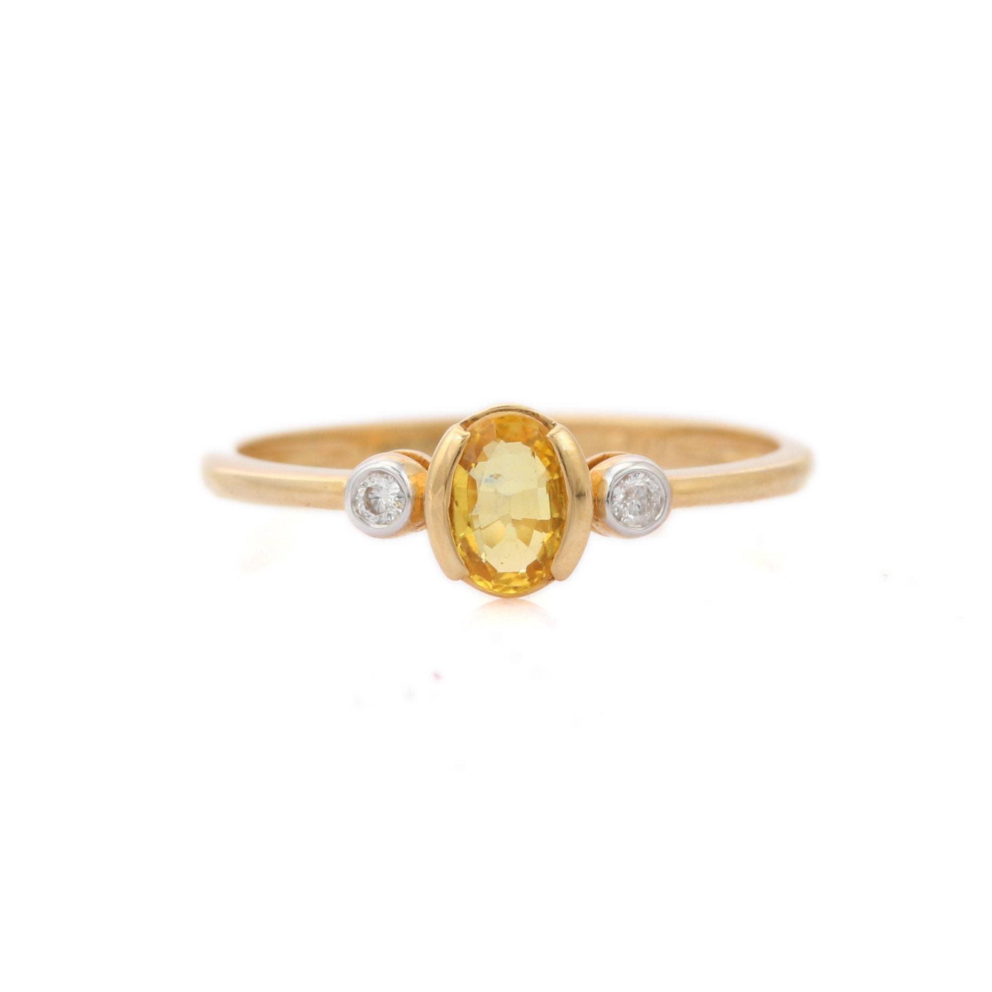 18K Solid Yellow Gold Ring With Yellow Sapphire Stone - Etsy