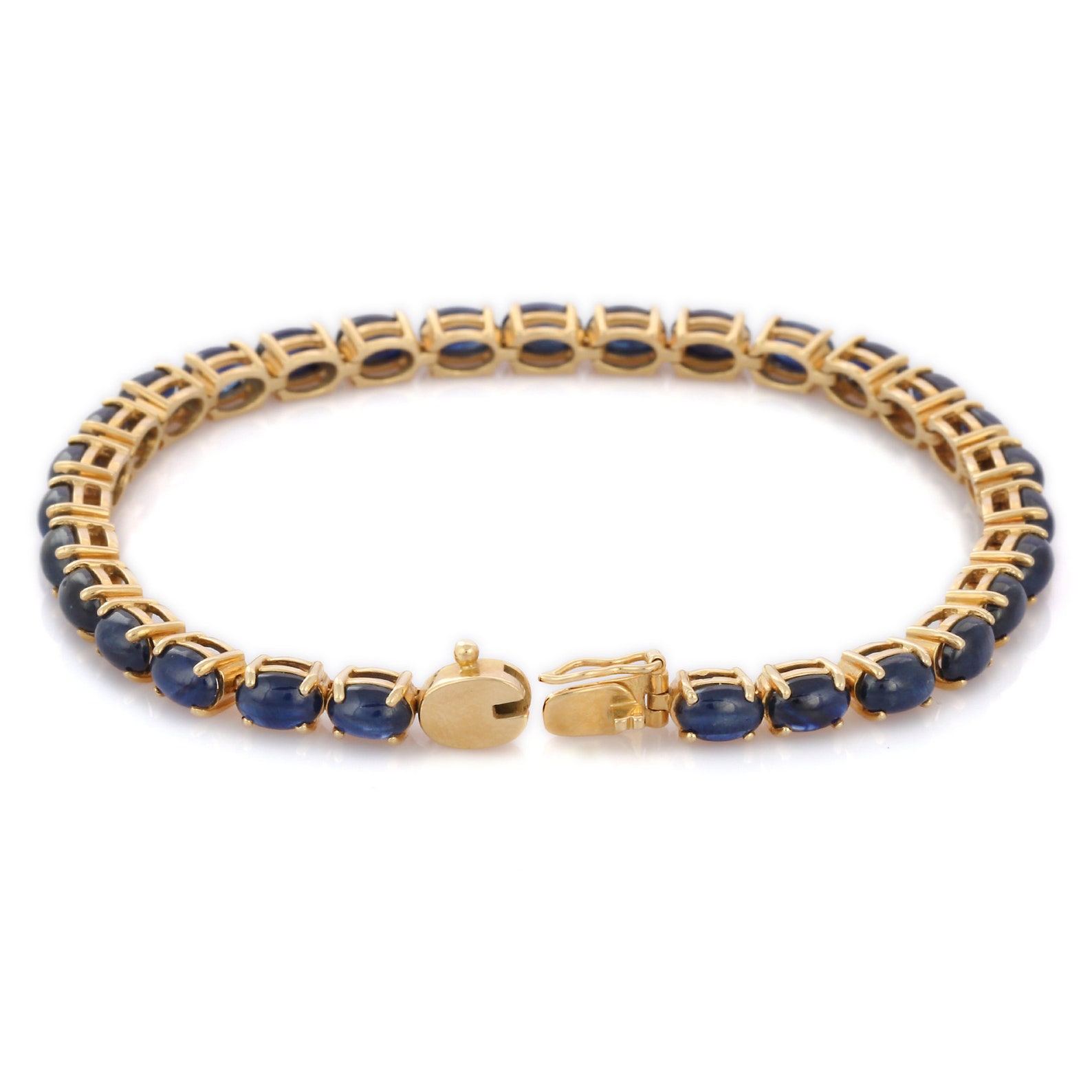 14K yellow gold and blue sapphire bracelet gemstone bracelet Etsy