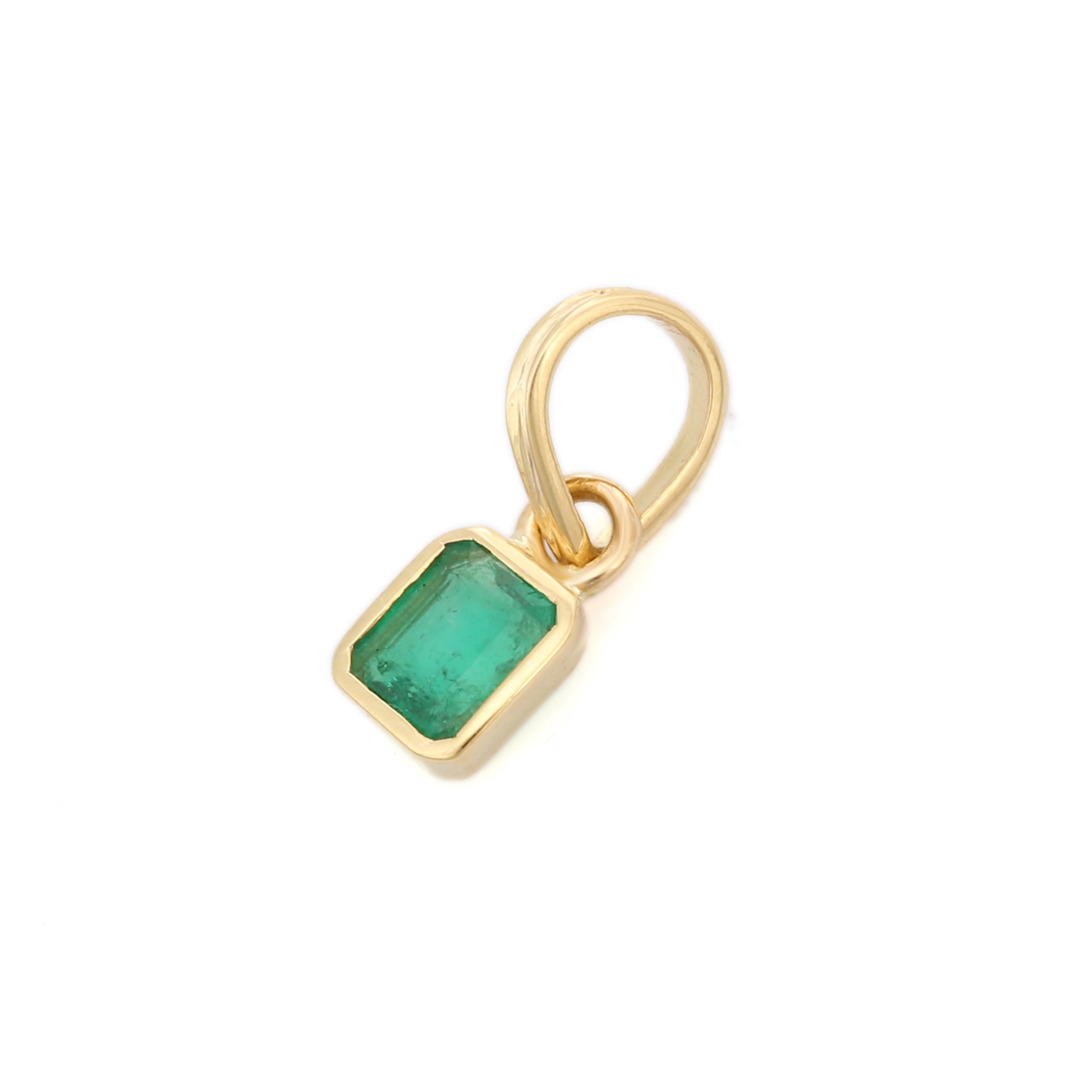 18K solid yellow gold emerald pendant Simple pendant | Etsy