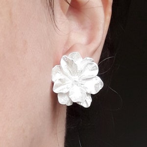 Boucles D'oreilles Clip Vintage Années 40-60 - Rondes Nacrées - Sans Marque - Occasion