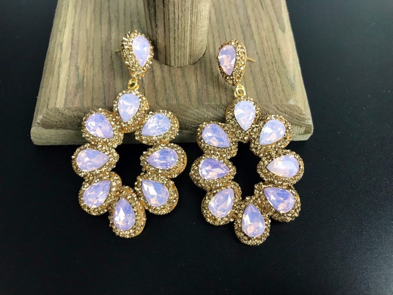 Pave rhinestone handmade earring jewelry for women very beautiful flower shape earring for gift