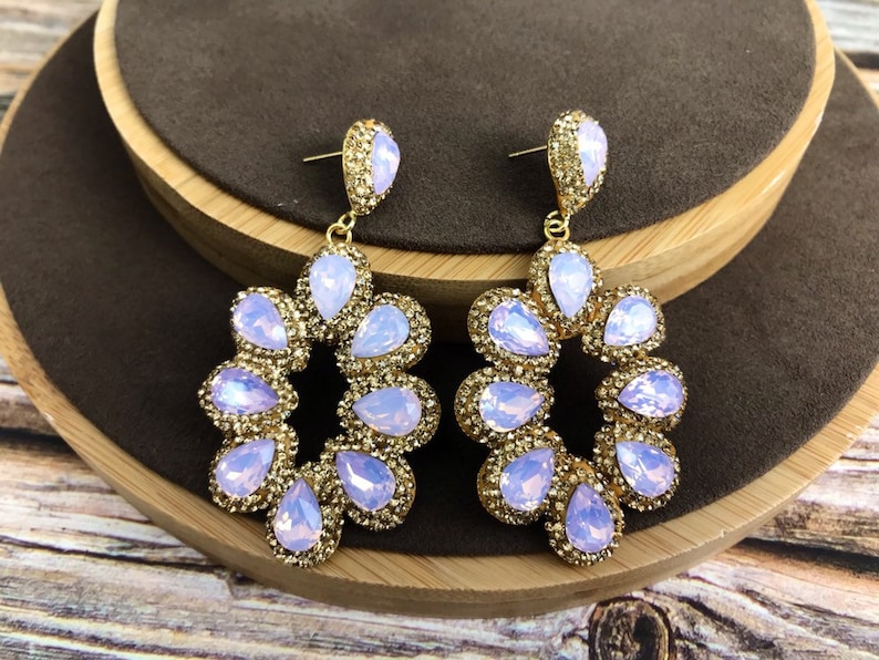 Pave rhinestone handmade earring jewelry for women very beautiful flower shape earring for gift