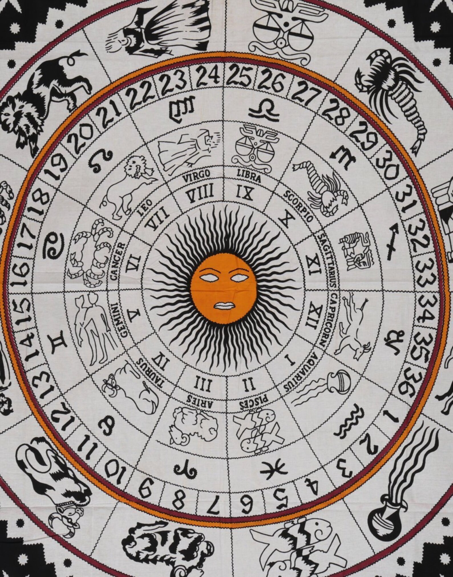 Black and White Zodiac Tapestry Wall Hanging Horoscope Etsy