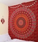 Handmade Tapestries,Peacock Mandala Tapestry, Red Wall Hanging, Tapestries, Bedspreads 