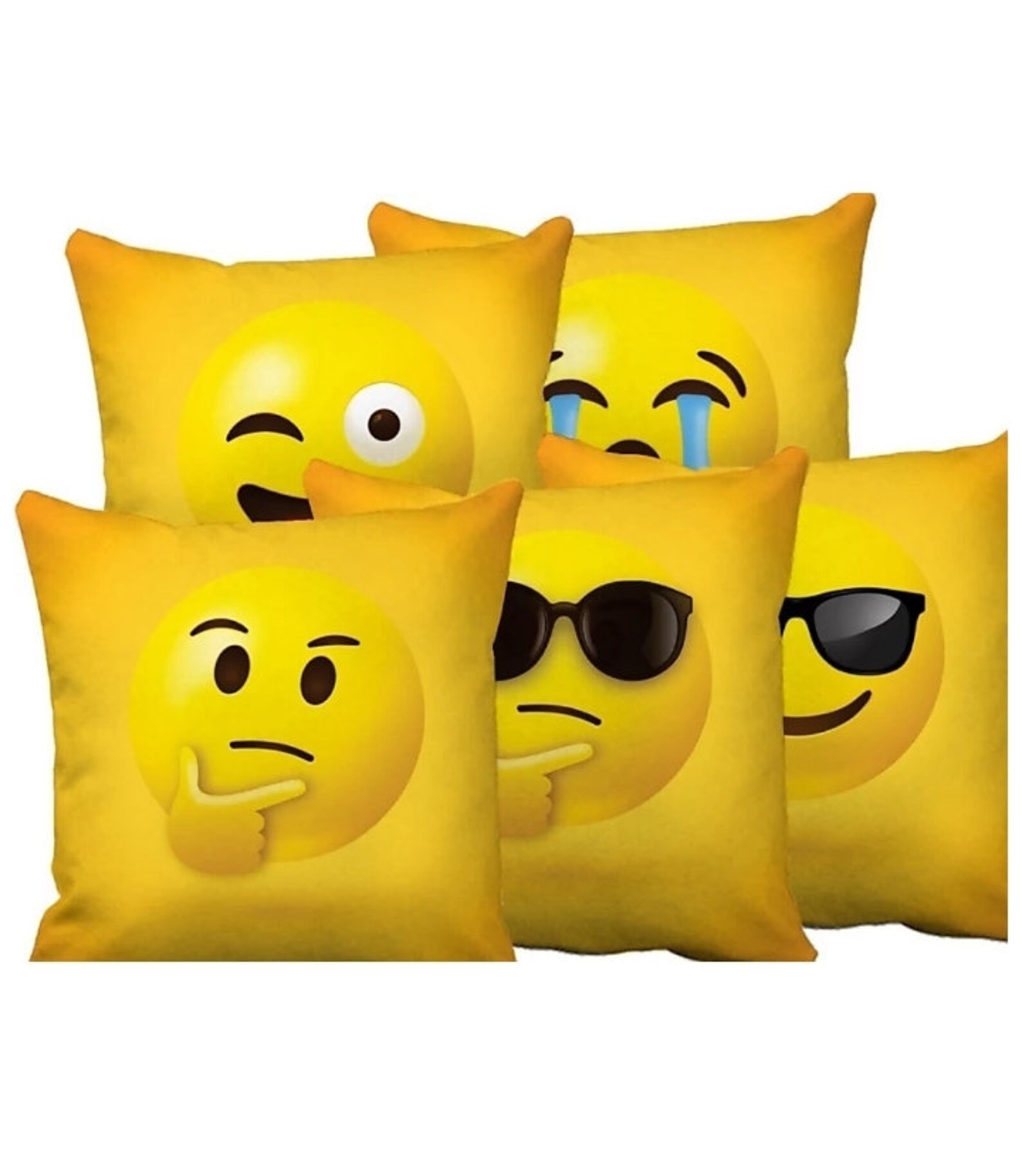 Printed Emoji Jute Cushion Cover 16x16 Set Of 5 Pc With Etsy
