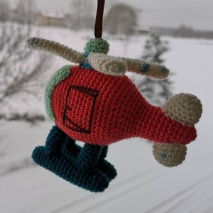 Stuffed Toy Helicopter With Rattle Inside, Little crochet Helicopter for Crib mobile, Handmade Crochet Rattle Toy, Boy Gift, unisex baby toy