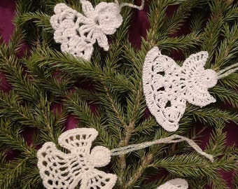 1 Crochet white angels of the picture, Winter decoration, Christmas decoration, Christmas tree decoration, Hand crochet angels