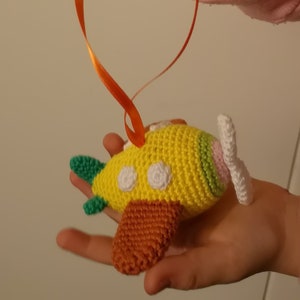 1 Toy Airplane With Rattle Inside of the picture, Little crochet airplane for Crib mobile, Handmade, Gift for boy, unisex baby crib toy