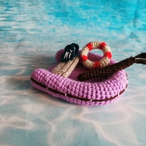 Crochet inflatable boat, Toy boat, wather vehicle, See Ocean accessories, Collectibles, Sailing Crochet boat toy, Handmade toy amigurumi