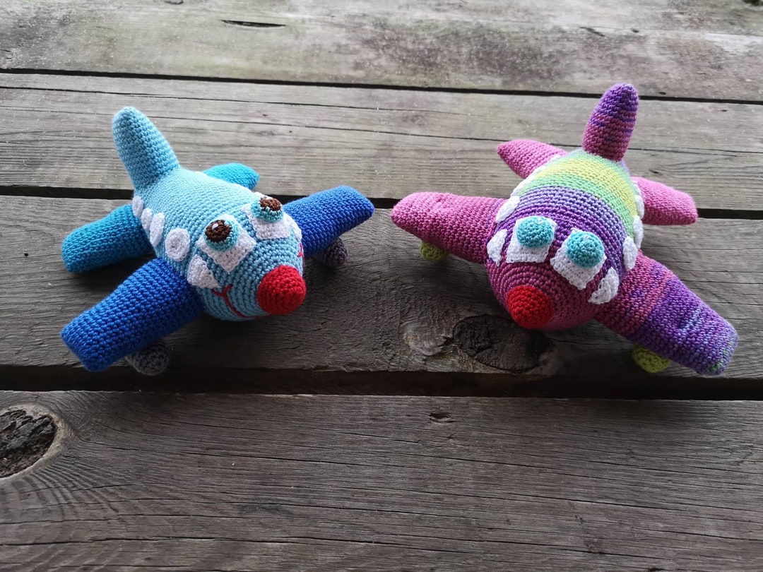 Amigurumi Airplane Toy With Rattle Inside, Crochet Airplane for Crib ...