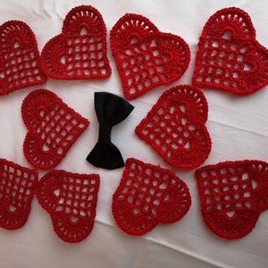 Crochet applique Hearts, Valentine's Day gift, Heart Decorations, Little Crochet Heart Gift, Sweet Gift, Love gift for her, Valentine's day
