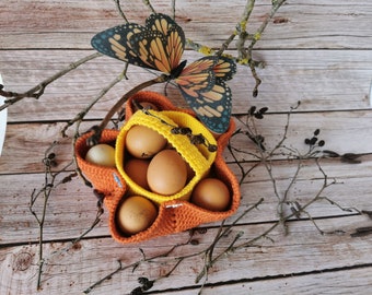 Paniers au crochet de Pâques, Panier de Pâques de ferme au crochet, Décor de plateau à plusieurs niveaux, Porte-bonbons de Pâques, Décor de Pâques de style vintage rustique