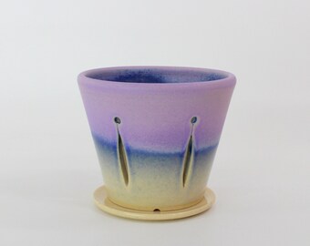 Orchid pot & saucer, handcrafted ceramic, M