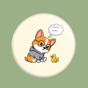 Rubber Duck Debugging | Geek Series Corgin Pin, Dog Lover Gift