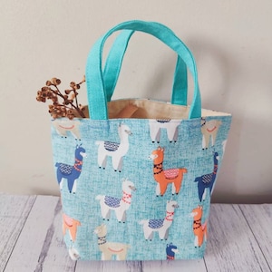Cute Alpaca Mini Tote Bag, Kids Mini Tote, Children&#39;s Mini Bag, 100% Cotton