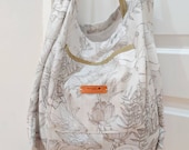 Floral Art Natural Linen Handbag, Aussie Tote Bag, Everyday Bag, Handmade