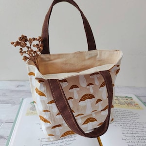Forest Mushrooms Kids Mini Tote Bag, Kids Mini Tote, Children&#39;s Mini Bag, 100% Cotton