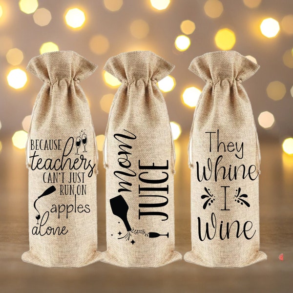 Funny Wine Bottle Sleeve, Christmas Gift, White Elephant Gift, Wine Bag Holder, Custom Wine Bags, Funny Wine Bags