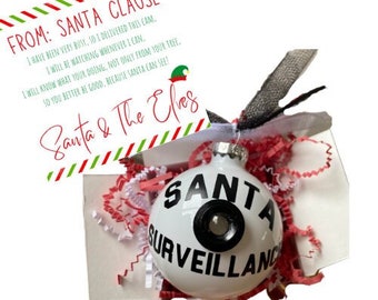 Santa Cam Christmas Ornament, Santa Surveillance Christmas Bulb, Cute Santa Cam, Elf on the Shelf Idea