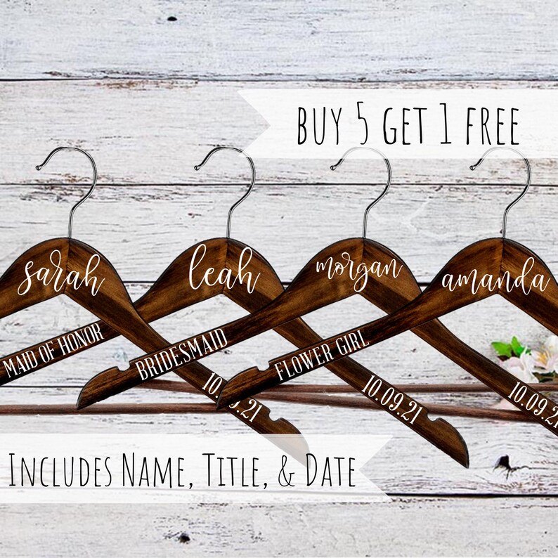 Personalized Bridesmaid Hangers, Bride Hangers, Custom Clothes Hanger With Names, Custom Wedding Hangers, Free Hanger 