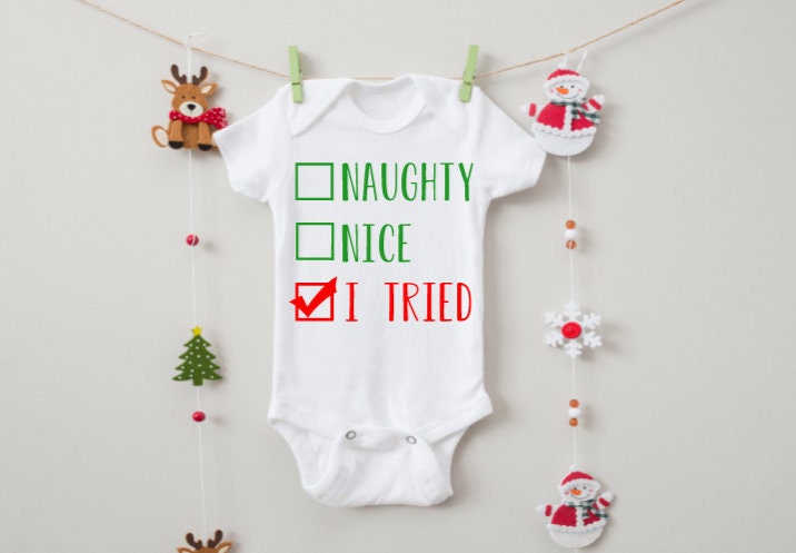 Naughty Nice I tried Onesie Funny Christmas Onesie Holiday | Etsy