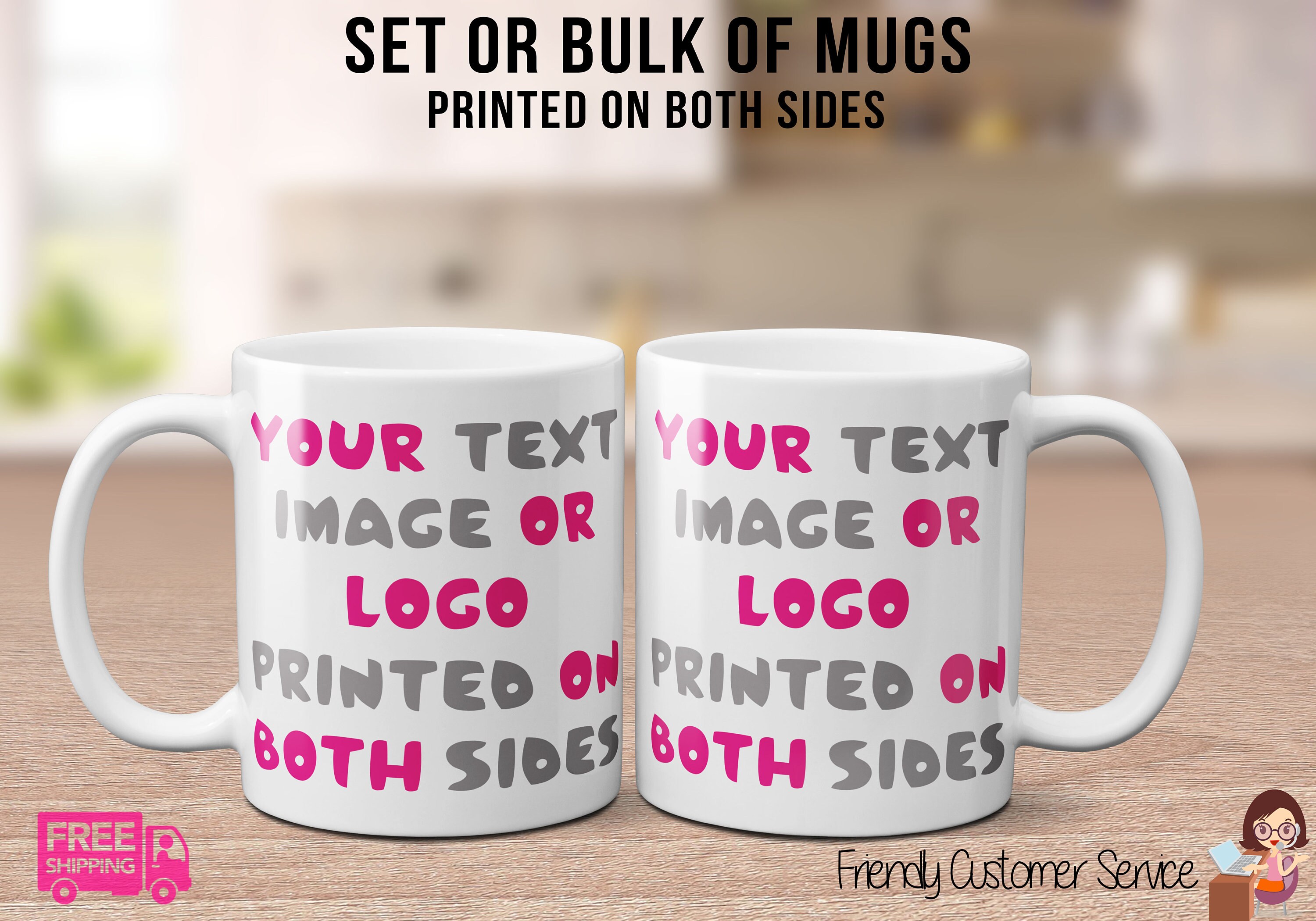 Personalised Mugs Set Gift or Mugs Printed in Bulk for Etsy UK