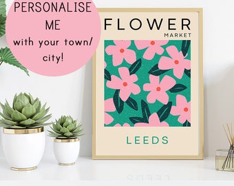 Personalised Flower Market Print, Flower Market Poster, Flower Print, Floral Print, Flower Wall Art, Flower Wall Decor, Wall Prints
