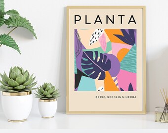 Abstract Plant Wall Art Print, Abstract wall art, plant wall art, plant print, colourful abstract print, colourful abstract wall art
