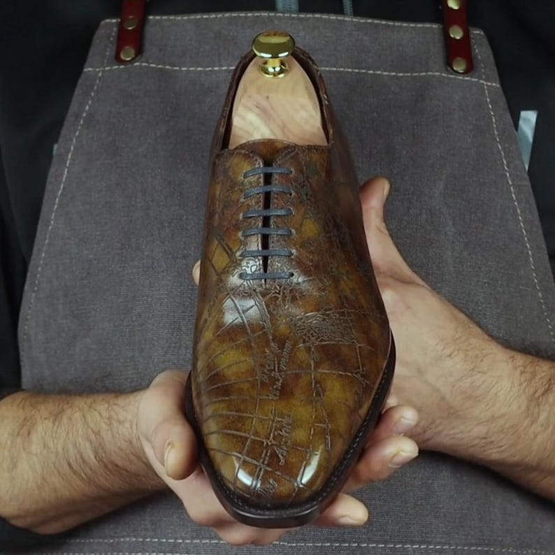 Men's Wholecut Goodyear welt Patina Shoes Cartography Limited Edition image 3