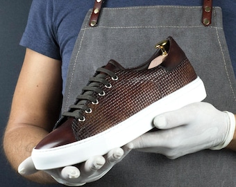 Zapatillas deportivas trenzadas con pátina del Museo del Fuego para hombre, edición limitada