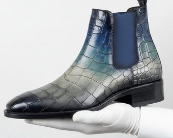 Men's Chelsea Boots Goodyear welt Patina Croc Pretoria Limited Edition