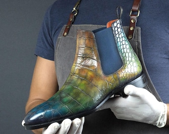 Botas Chelsea Goodyear Welt Jungle Patina para hombre, edición limitada