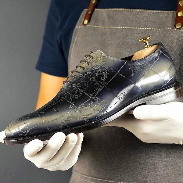 Cartografie omgekeerde patina Wholecut Goodyear welt schoenen Limited Edition