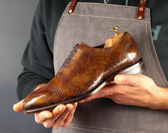 Zapatos Goodyear Welt Patina Wholecut para hombre, edición limitada