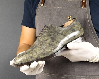 Zapatos Goodyear Welt con pátina de mármol gris Cartography para hombre, edición limitada