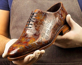 Zapatos Goodyear Welt con pátina Wholecut para hombre, edición limitada egipcia, talla grande extra ancha