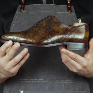 Men's Wholecut Goodyear welt Patina Shoes Cartography Limited Edition image 4