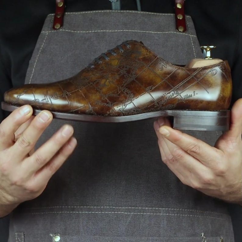 Men's Wholecut Goodyear welt Patina Shoes Cartography Limited Edition image 4