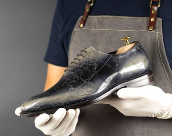 Zapatos Cartography Reverse Patina Wholecut Goodyear Welt para hombre, edición limitada