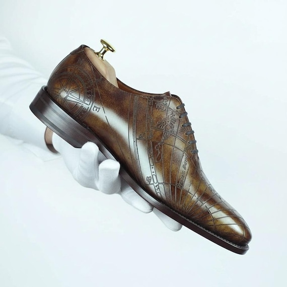 Men's Wholecut Goodyear welt Patina Shoes Cartography Limited Edition
